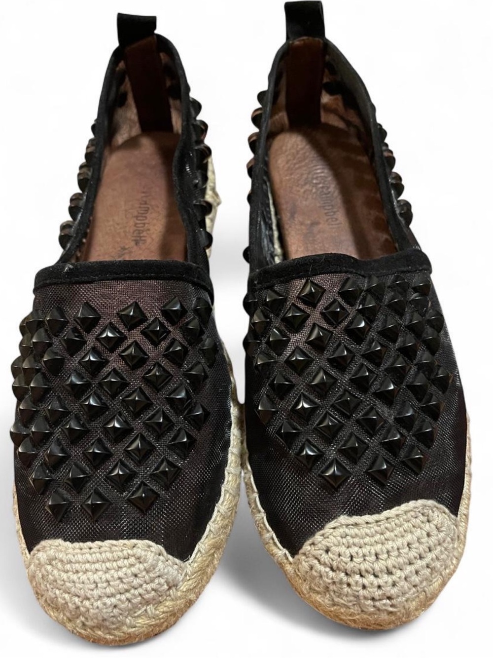 Jeffrey Campbell Black Studded Martini Espadrille Slip-On Flats